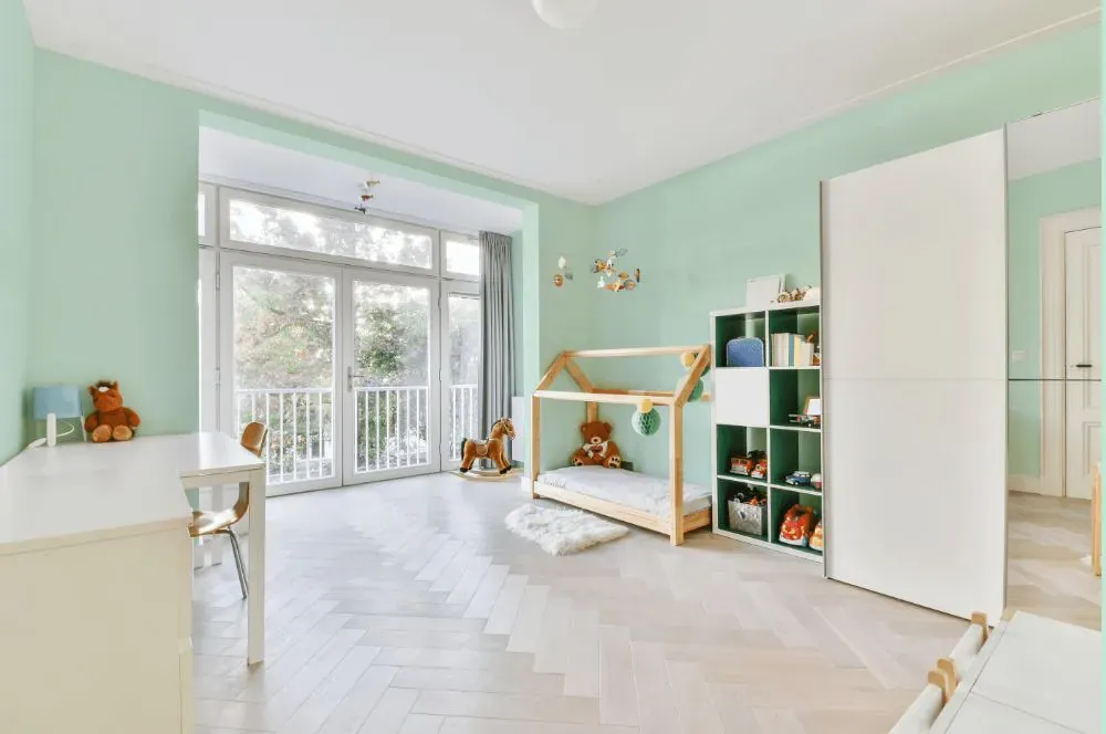 Benjamin Moore Cool Mint kidsroom interior, children's room