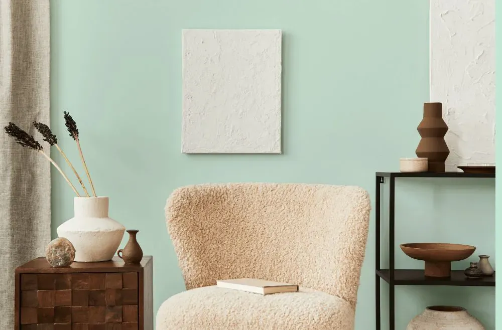 Benjamin Moore Cool Mint living room interior