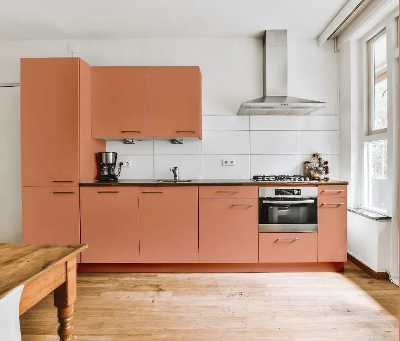 Benjamin Moore Coral Glow kitchen cabinets