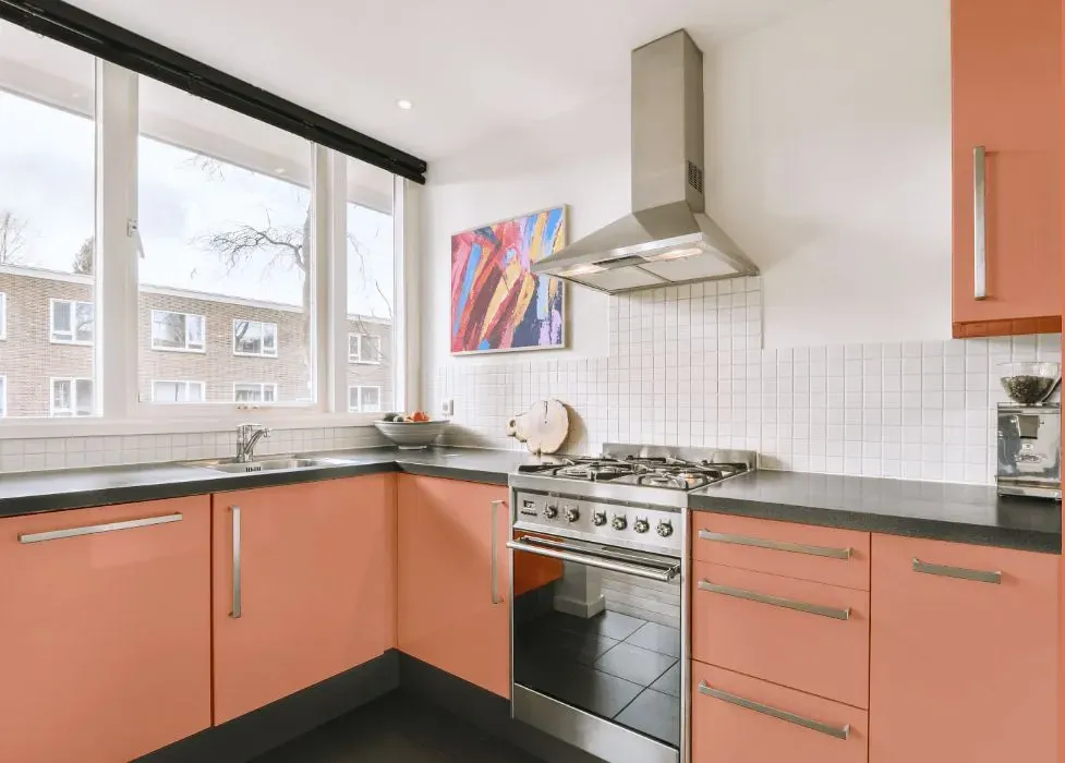 Benjamin Moore Coral Glow kitchen cabinets