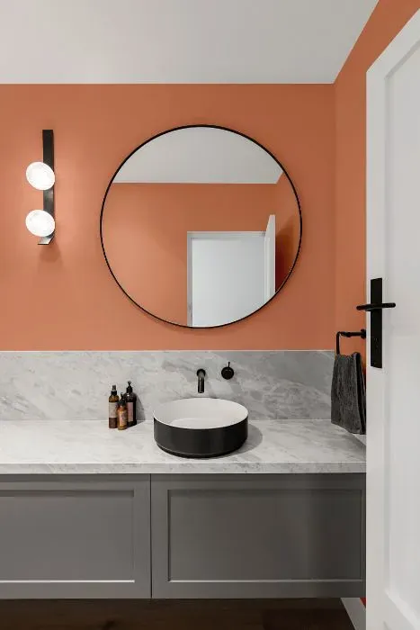 Benjamin Moore Coral Glow minimalist bathroom