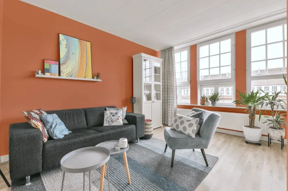 Benjamin Moore Coral Glow living room walls