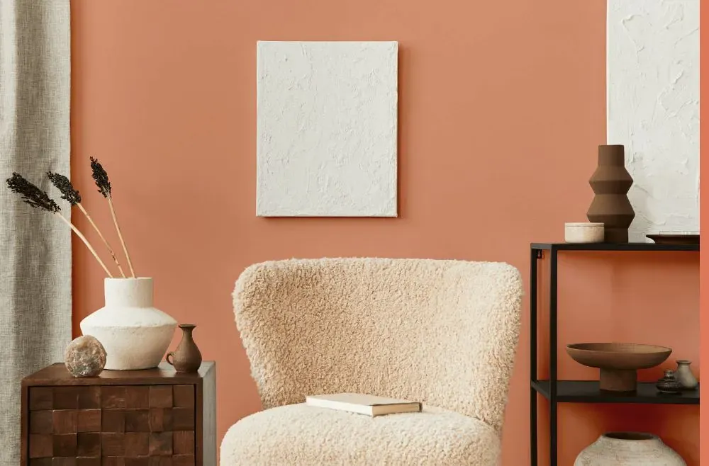 Benjamin Moore Coral Glow living room interior