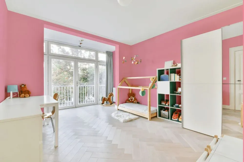 Benjamin Moore Coral Pink kidsroom interior, children's room
