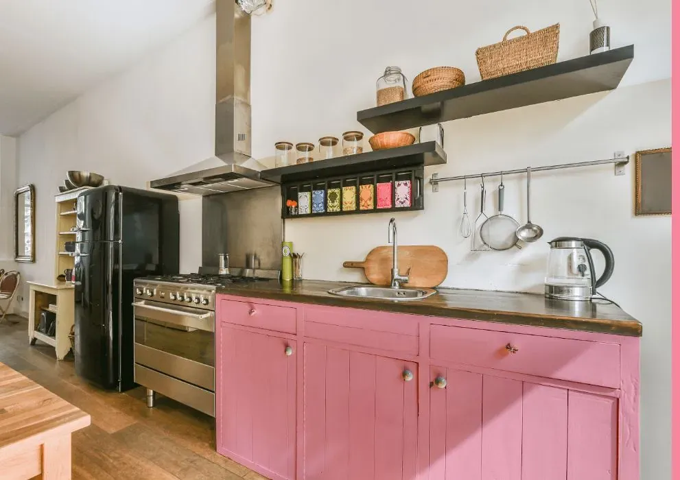 Benjamin Moore Coral Pink kitchen cabinets