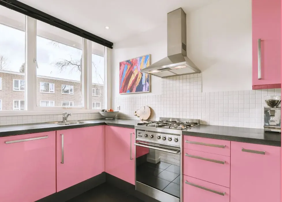 Benjamin Moore Coral Pink kitchen cabinets