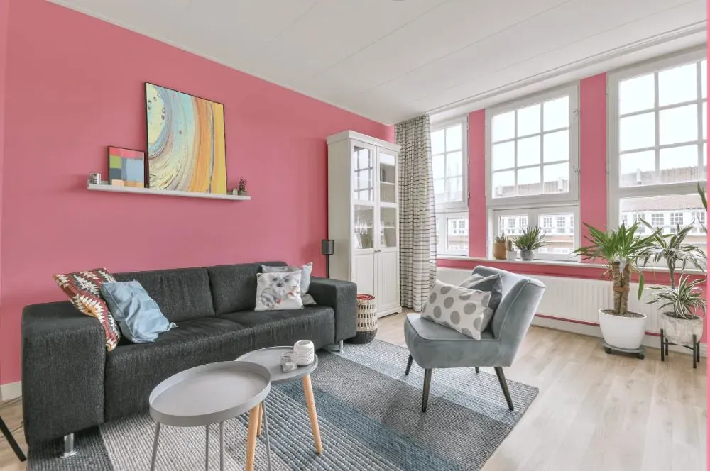 Benjamin Moore Coral Pink living room walls
