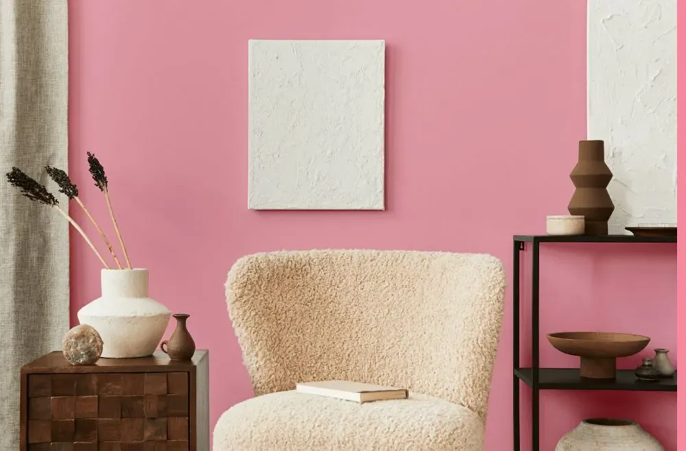 Benjamin Moore Coral Pink living room interior