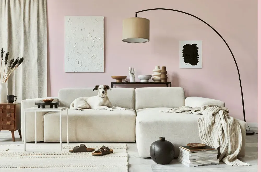 Benjamin Moore Cotton Candy cozy living room