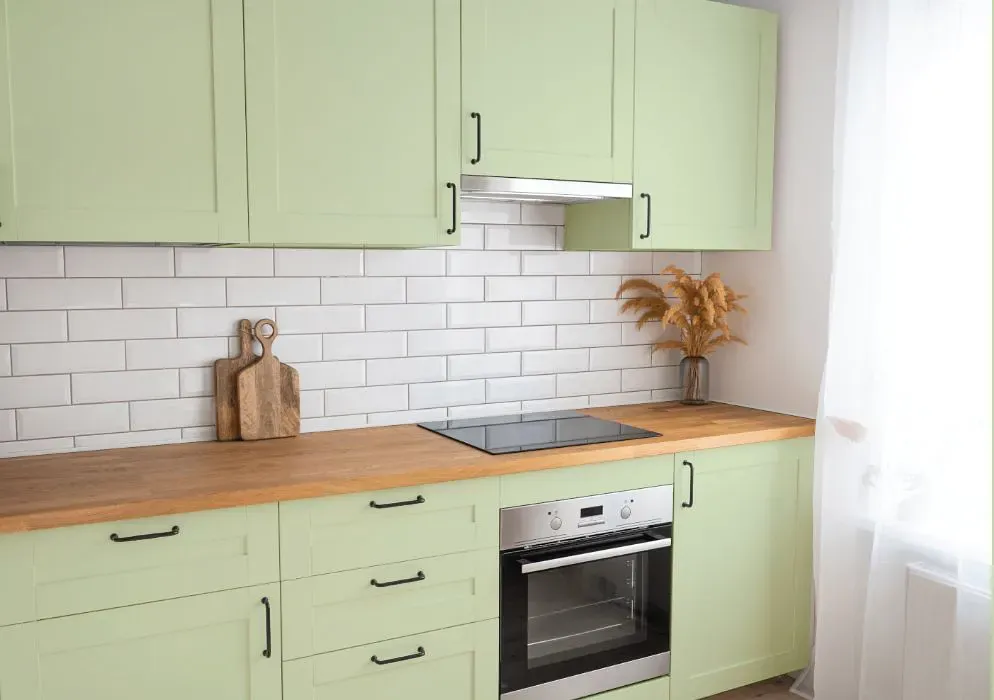 Benjamin Moore Country Green kitchen cabinets
