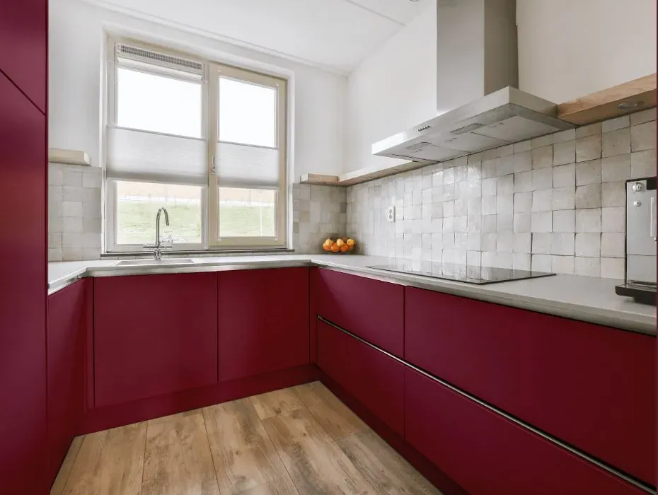 Benjamin Moore Cranberry Cocktail small kitchen cabinets