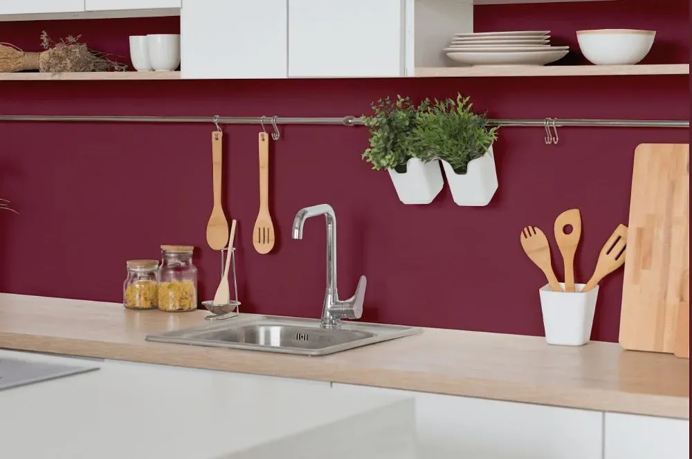 Benjamin Moore Cranberry Cocktail kitchen backsplash