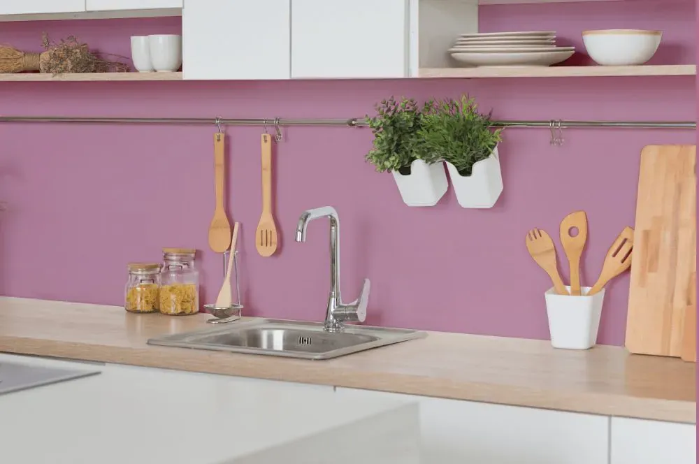 Benjamin Moore Cranberry Ice kitchen backsplash