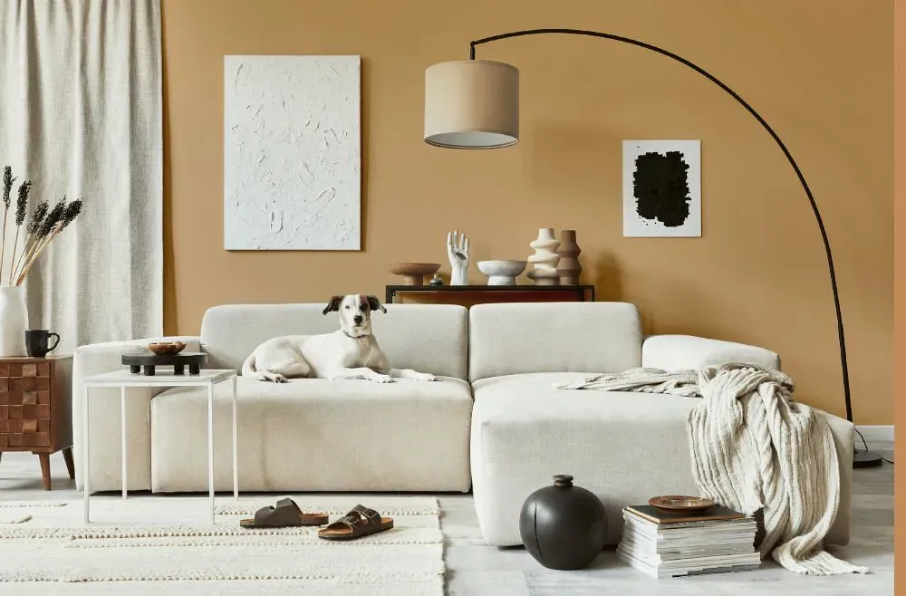 Benjamin Moore Creamy Custard cozy living room