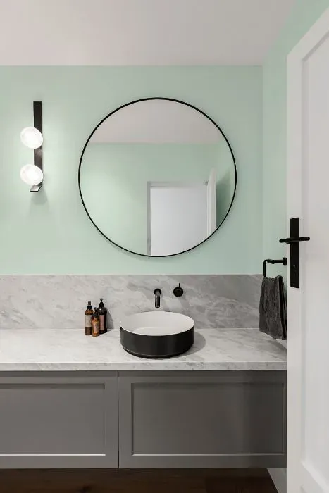Benjamin Moore Crème de Mint minimalist bathroom