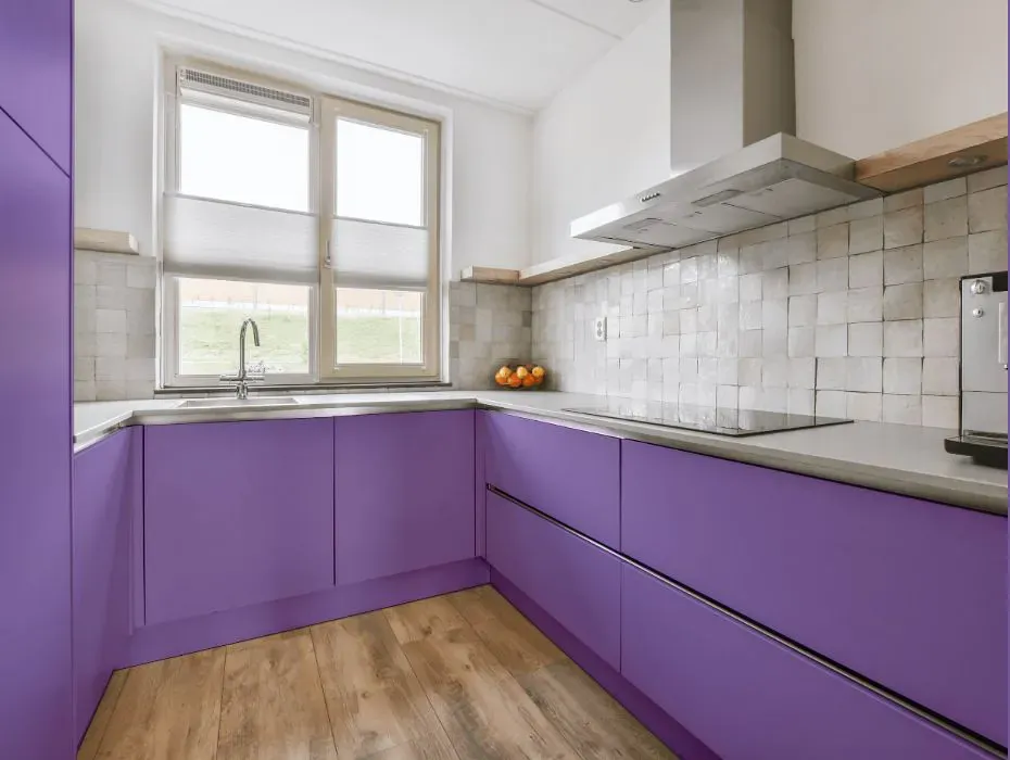 Benjamin Moore Crocus Petal Purple small kitchen cabinets