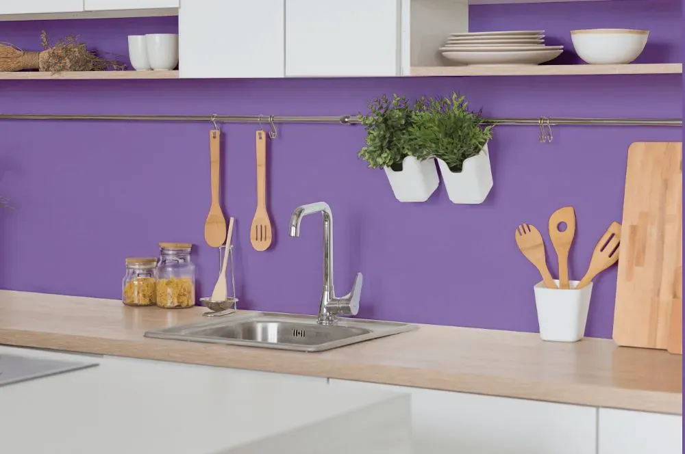 Benjamin Moore Crocus Petal Purple kitchen backsplash