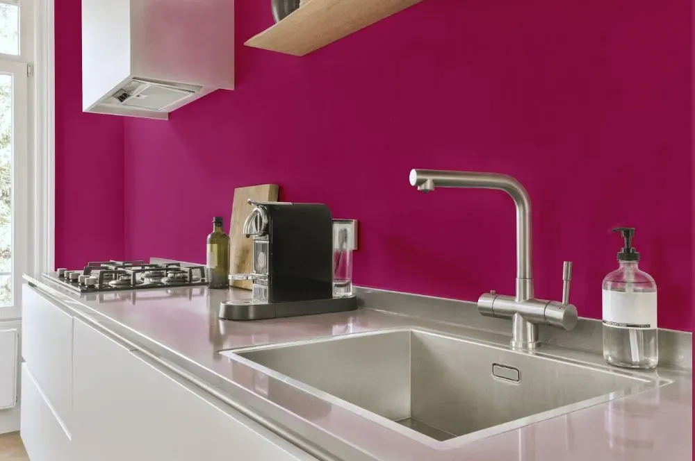 Benjamin Moore Crushed Berries kitchen painted backsplash