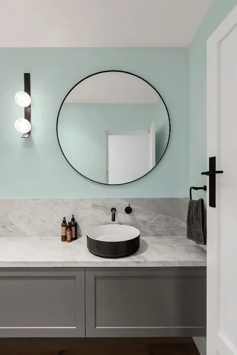 Benjamin Moore Crystal Blue minimalist bathroom