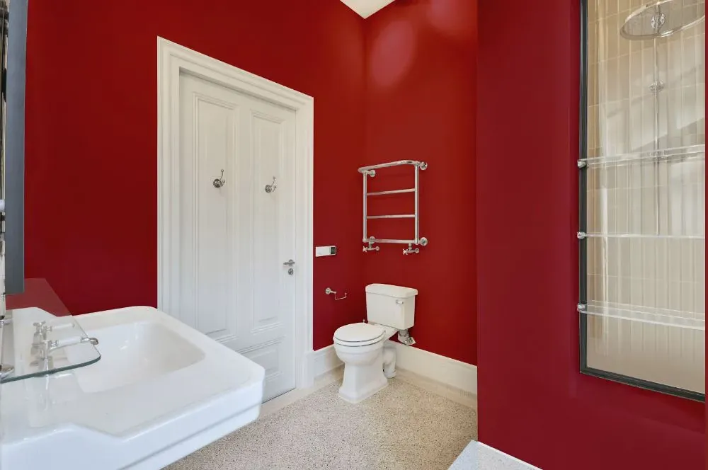 Benjamin Moore Currant Red bathroom