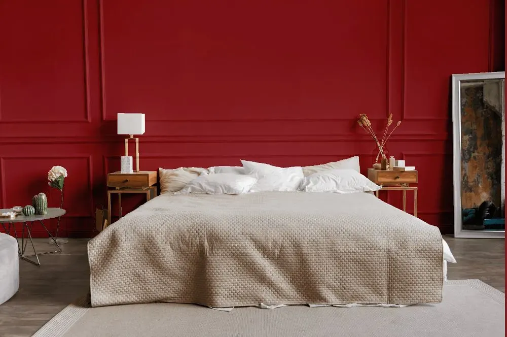 Benjamin Moore Currant Red bedroom