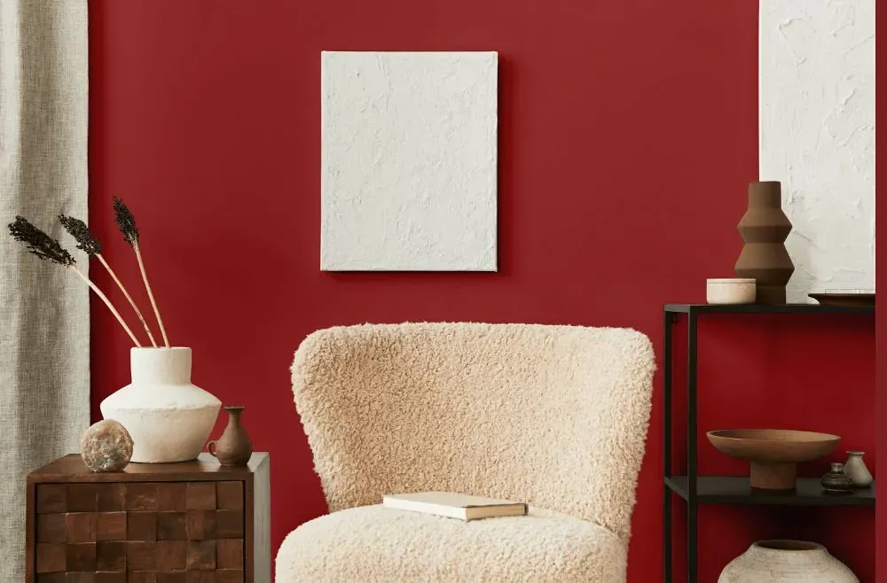 Benjamin Moore Currant Red living room interior