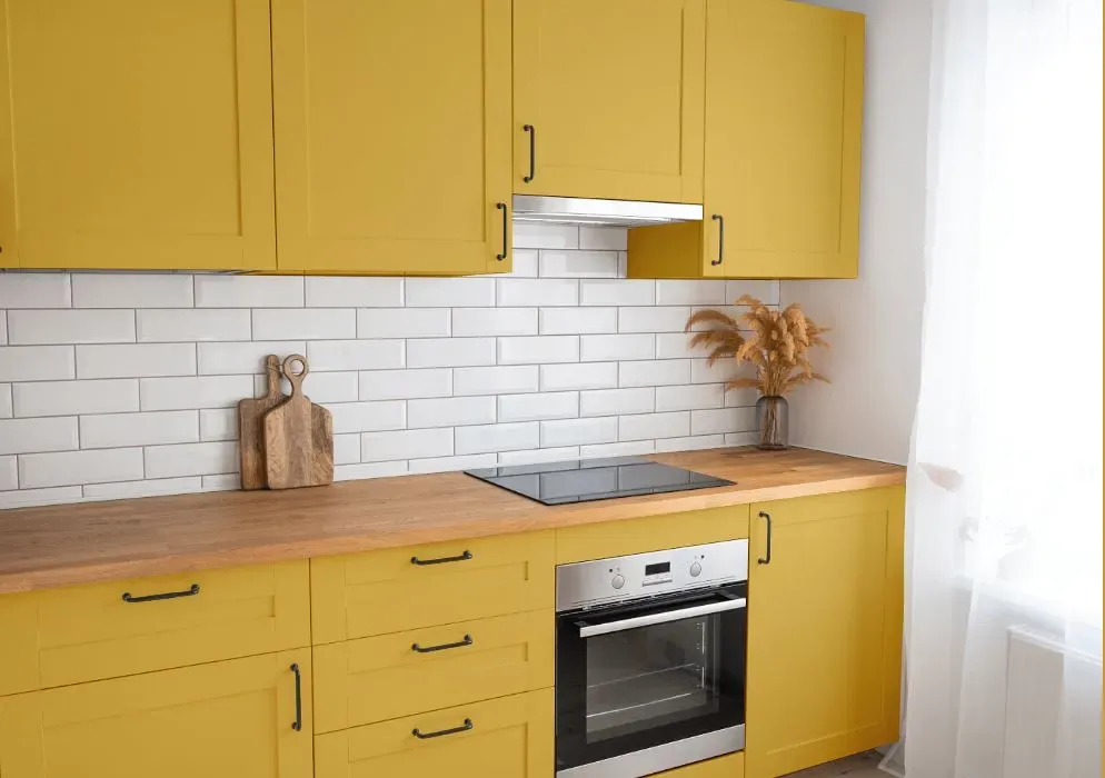 Benjamin Moore Damask Gold kitchen cabinets