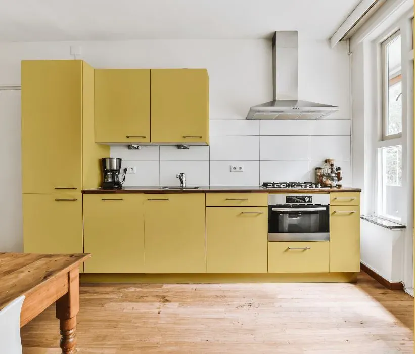 Benjamin Moore Damask Yellow kitchen cabinets