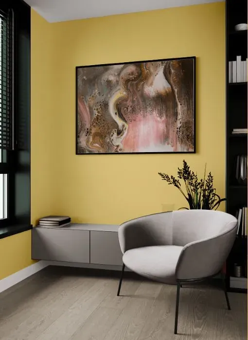 Benjamin Moore Damask Yellow living room