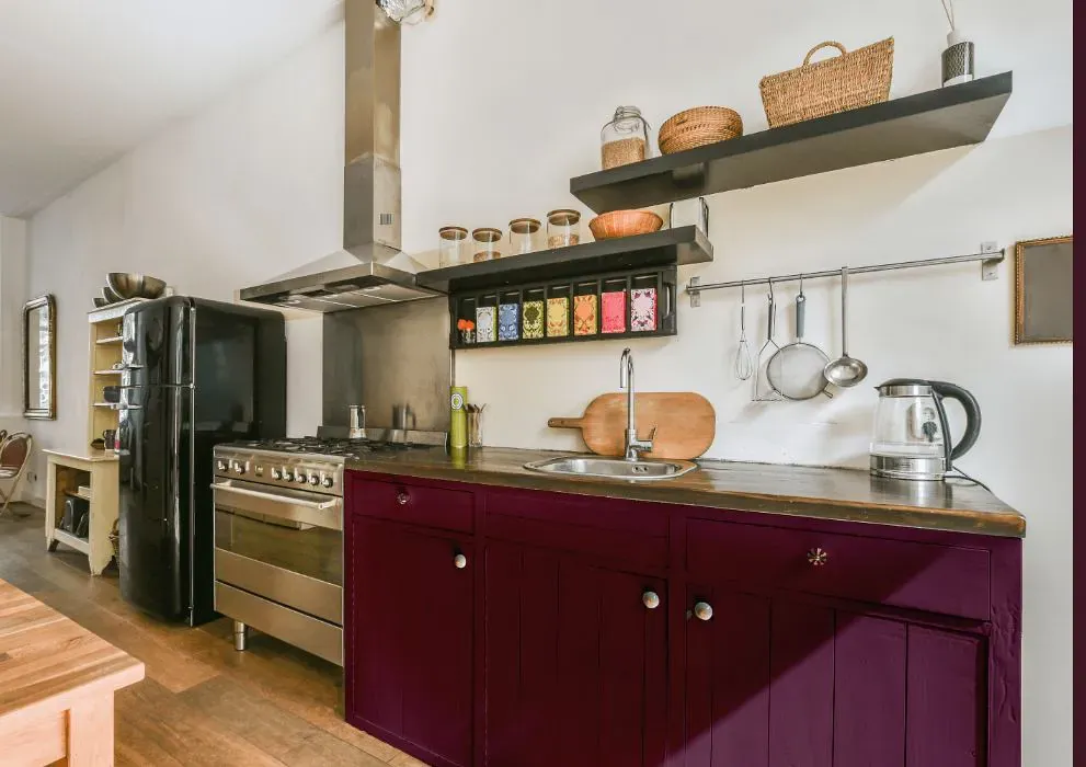Benjamin Moore Dark Burgundy kitchen cabinets