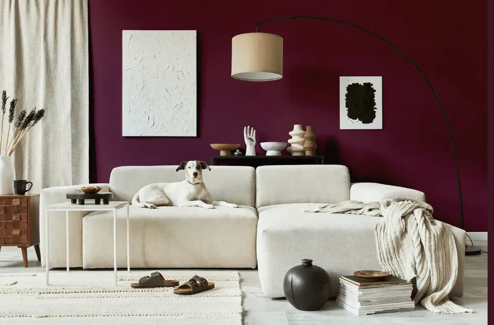 Benjamin Moore Dark Burgundy cozy living room