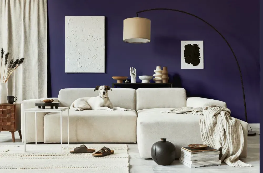 Benjamin Moore Dark Lilac cozy living room