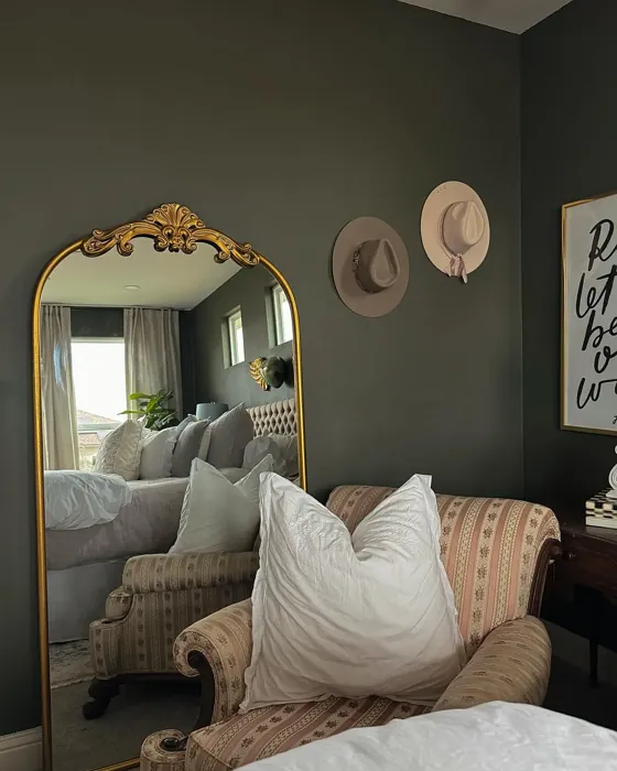 Benjamin Moore Dark Olive bedroom paint review