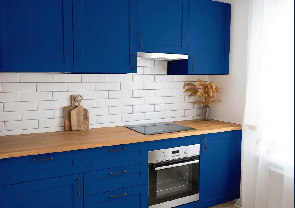 Benjamin Moore Dark Royal Blue kitchen cabinets