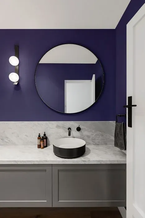 Benjamin Moore Darkest Grape minimalist bathroom