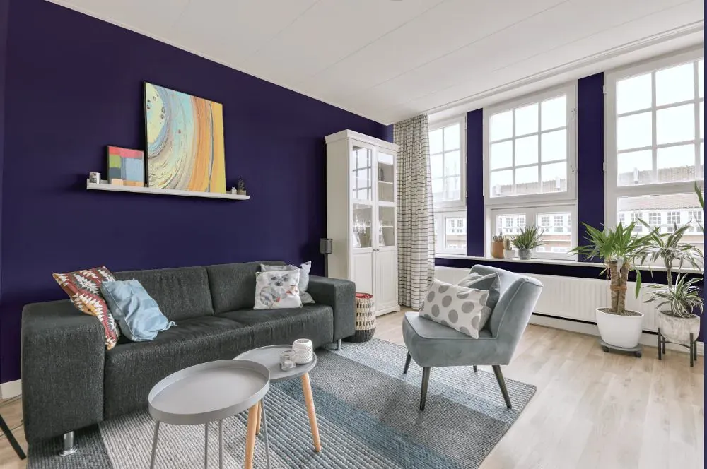 Benjamin Moore Darkest Grape living room walls