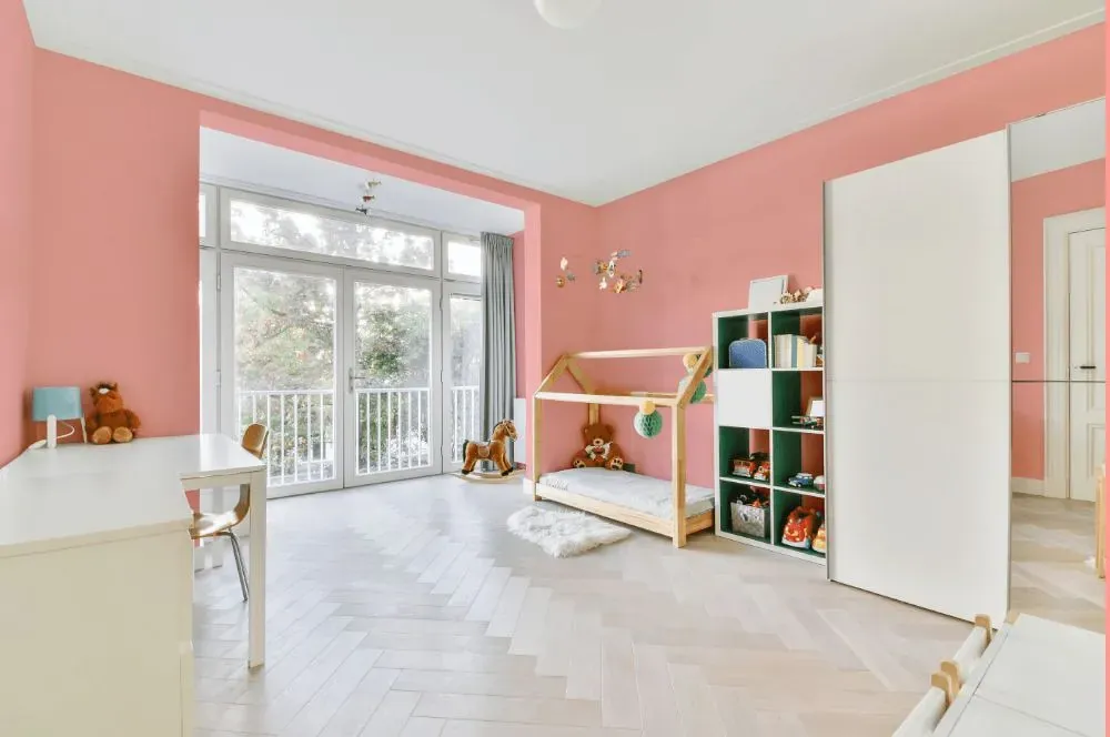 Benjamin Moore Dawn Pink kidsroom interior, children's room