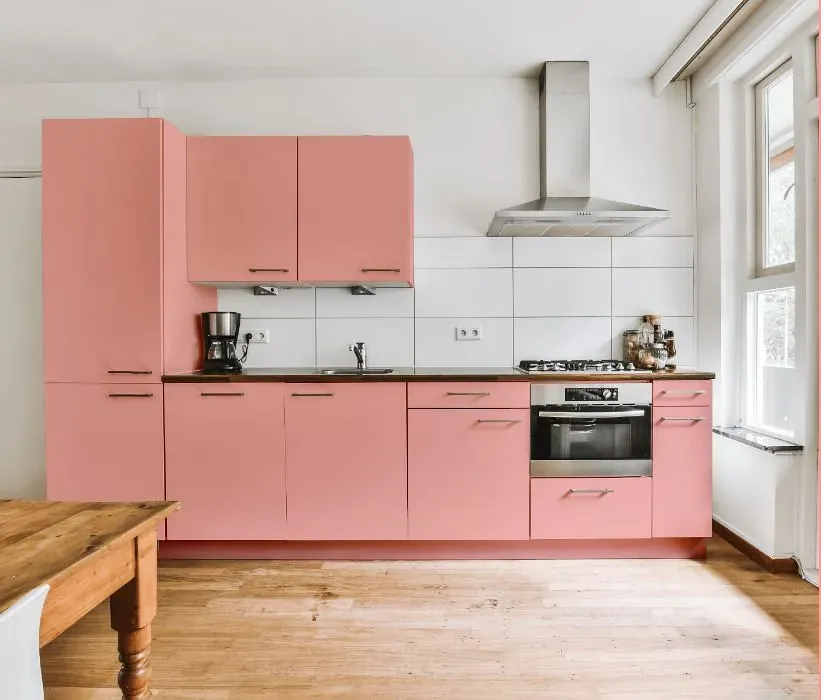 Benjamin Moore Dawn Pink kitchen cabinets