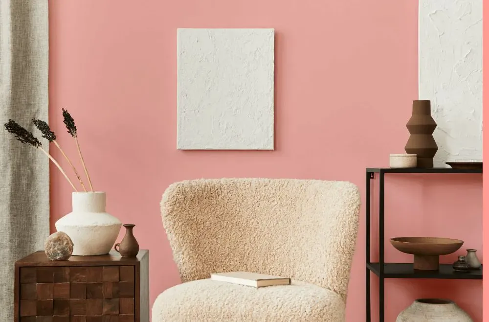 Benjamin Moore Dawn Pink living room interior