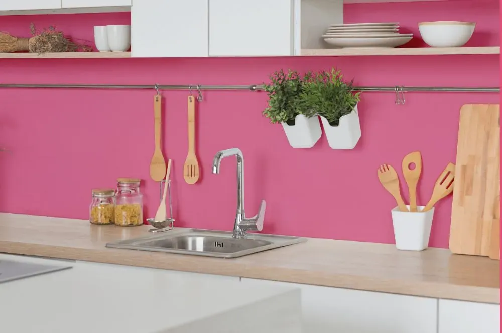 Benjamin Moore Deep Carnation kitchen backsplash