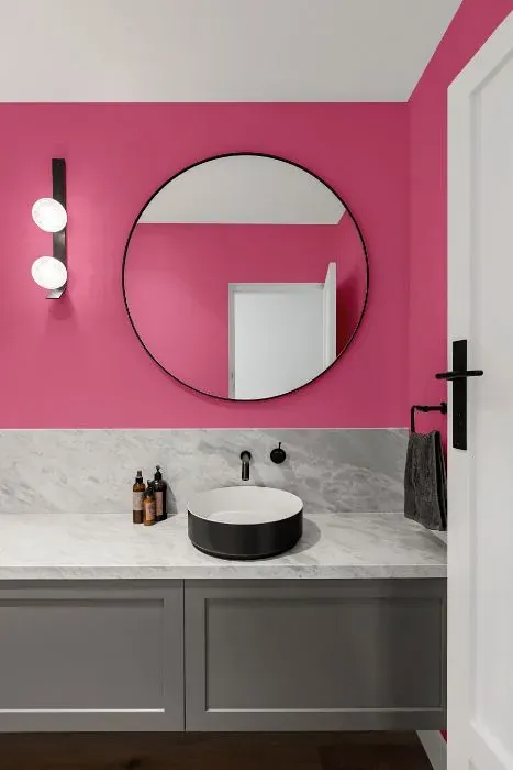 Benjamin Moore Deep Carnation minimalist bathroom