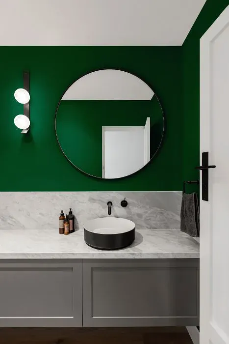Benjamin Moore Deep Green minimalist bathroom