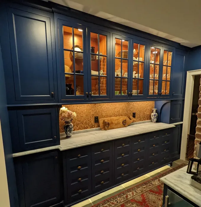 Benjamin Moore Downpour Blue Kitchen Cabinets