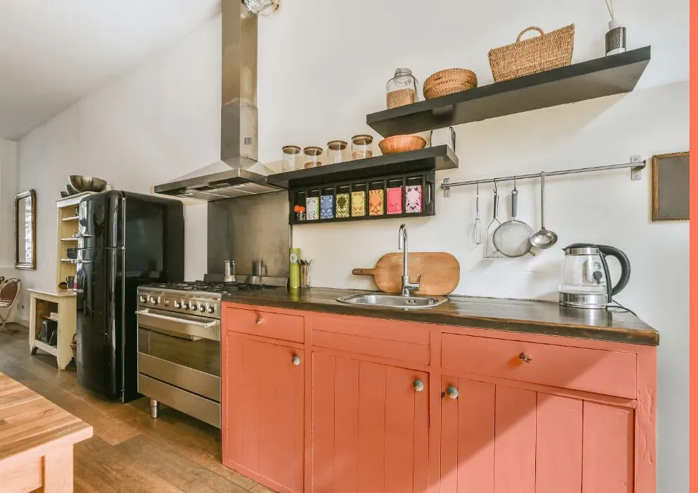 Benjamin Moore Dusk Pink kitchen cabinets