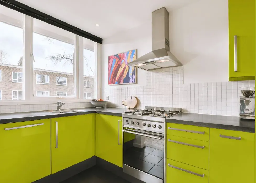 Benjamin Moore Eccentric Lime kitchen cabinets