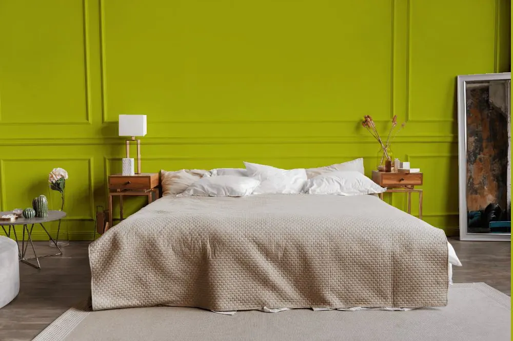 Benjamin Moore Eccentric Lime bedroom