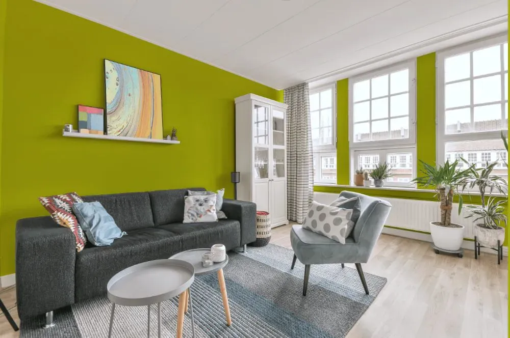 Benjamin Moore Eccentric Lime living room walls
