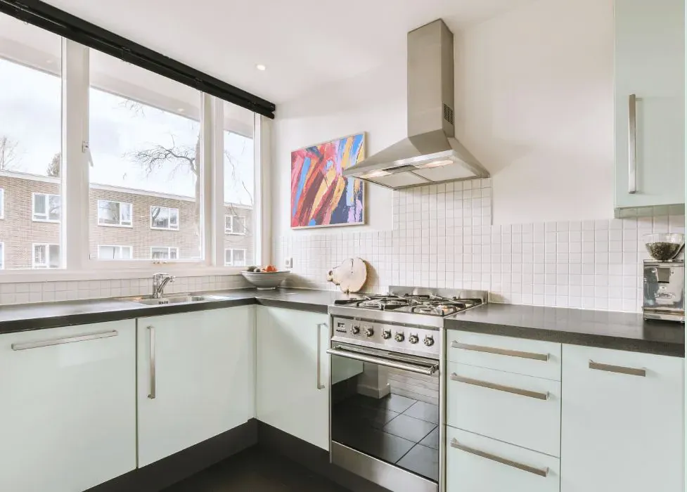 Benjamin Moore Emerald Vapor kitchen cabinets