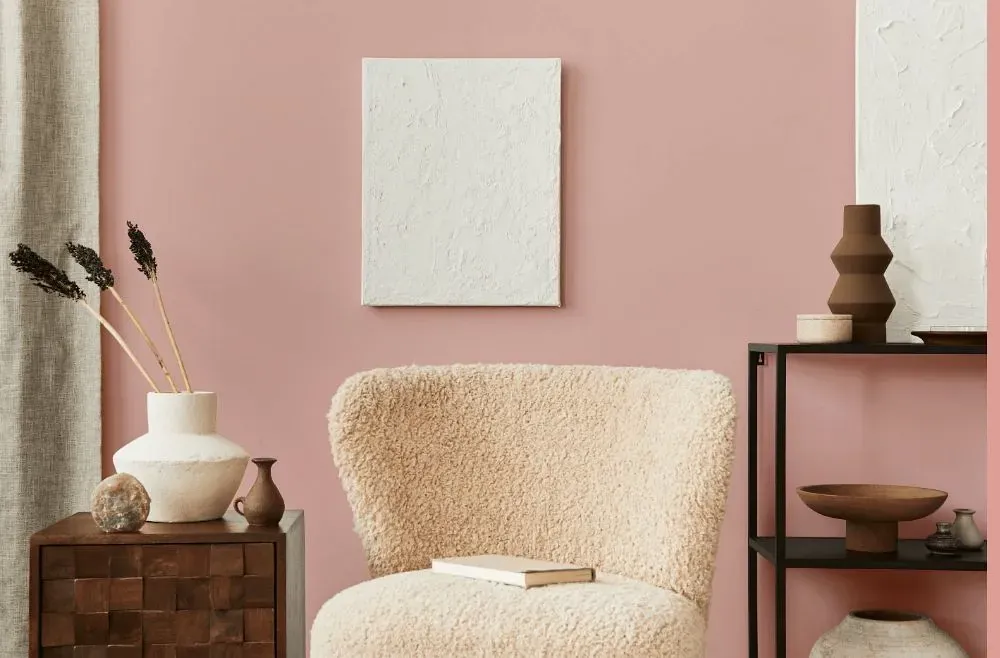 Benjamin Moore Eraser Pink living room interior