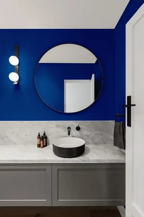 Benjamin Moore Evening Blue minimalist bathroom